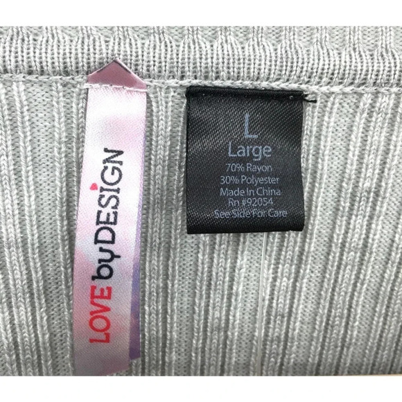 NEW Love by Design Women Size Large Gray Skivvy Ribbed Knit Sweater - Picture 4 of 4